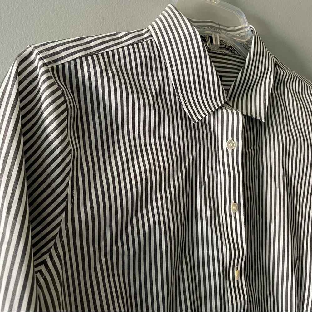Striped Talbots Long Sleeve Button-Up 8 Petite